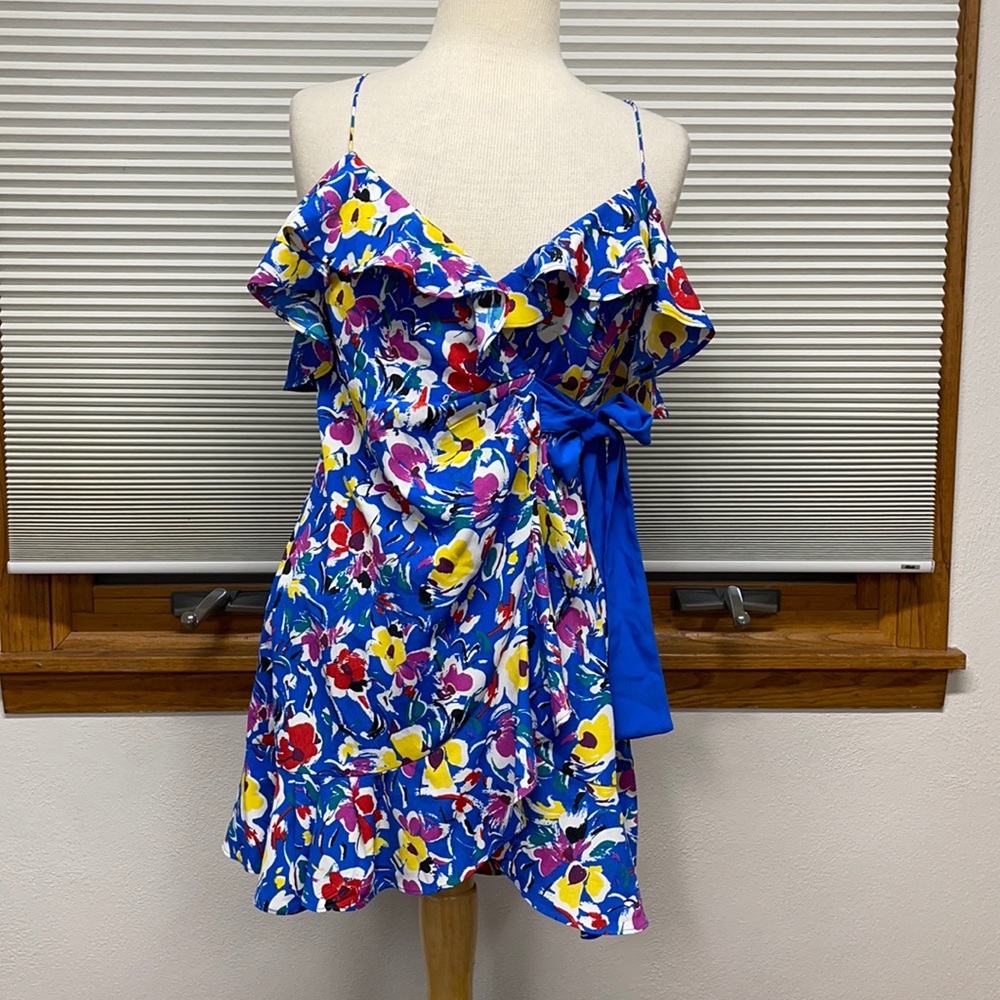 4 // Topshop NWT Blue Colorful Floral Wrap Dress